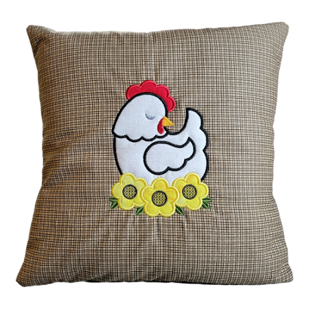 Chicken with Sunflowers Pillow Cover