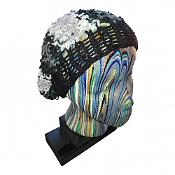 Black, White, and Gray Adult Slouchy Hat-