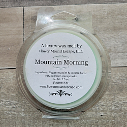 Mountain Morning Wax Melts-wax melt, wax tart, vegan wax melt, soy wax melt, soy wax, coconut wax melt, coconut wax, fall fragrance, autumn fragrance, fall wax melt, autumn wax melt, Christmas scent, made in Louisiana, Louisiana wax melts, scented wax melts, triple scented, Scentsy, Bath and Body Works, summer scent, candy scent, harvest festival, Thanksgiving scent, Halloween scent, Halloween fragrance, sweet, rocky mountain candle, New Orleans candle, New Orleans wax melt, fresh scent, clean scent