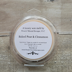 Baked Pear and Cinnamon Wax Melts-wax melt, wax tart, vegan wax melt, soy wax melt, soy wax, coconut wax melt, coconut wax, fall fragrance, autumn fragrance, fall wax melt, autumn wax melt, Christmas scent, made in Louisiana, Louisiana wax melts, scented wax melts, triple scented, Scentsy, Bath and Body Works, summer scent, spice scent, harvest festival, Thanksgiving scent, Halloween scent, Halloween fragrance, fruit scent, pear, baked pear