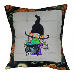 Witch Gnome Embroidered Pillow Cover-