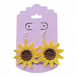 Sunflower Earrings- Embroidered Free Standing Lace-Sunflower, sunflower earrings, free standing lace earrings, summer accessories, embroidered earrings