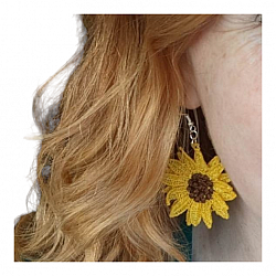 Sunflower Earrings- Embroidered Free Standing Lace-Sunflower, sunflower earrings, free standing lace earrings, summer accessories, embroidered earrings