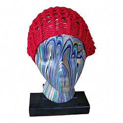 Red Sparkle Loom Knit Slouchy Hat-