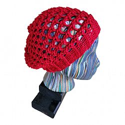 Red Sparkle Loom Knit Slouchy Hat-