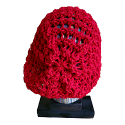 Red Sparkle Loom Knit Slouchy Hat
