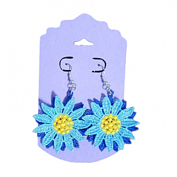 Blue on Blue Sunflower Earrings-