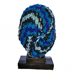 Blues and Black Adult Loom Knit Slouchy Hat-