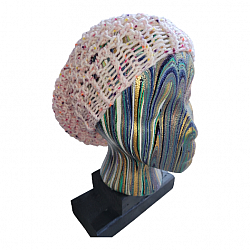 Pale Pink With Confetti Splashes Loom Knit Slouchy Hat-