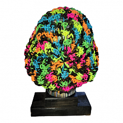 Bright Multi Color and Black Slouchy Hat-