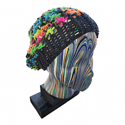 Bright Multi Color and Black Slouchy Hat