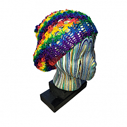Rainbow Adult Loom Knit Slouchy Hat