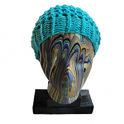 Turquoise Loom Knit Slouchy Hat-