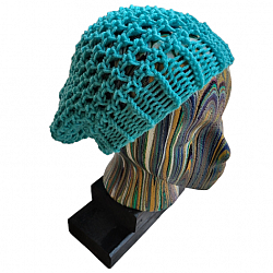 Turquoise Loom Knit Slouchy Hat